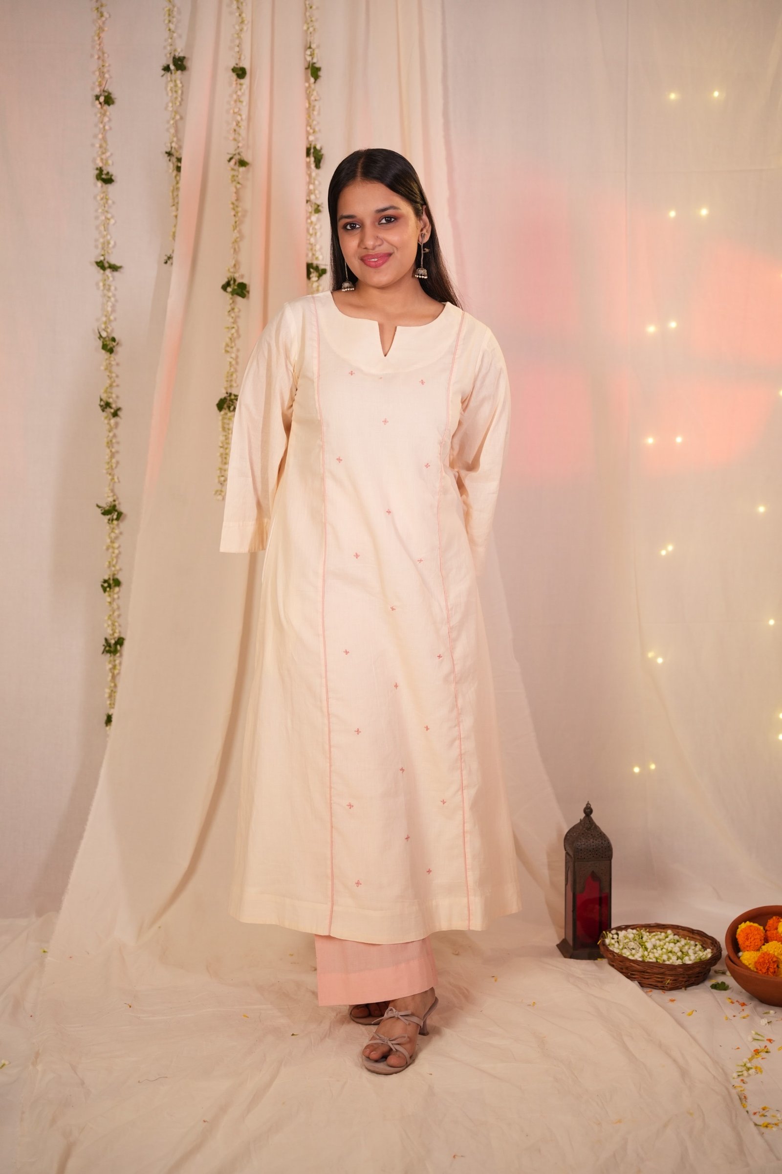 Cream Lucknowi Kurta