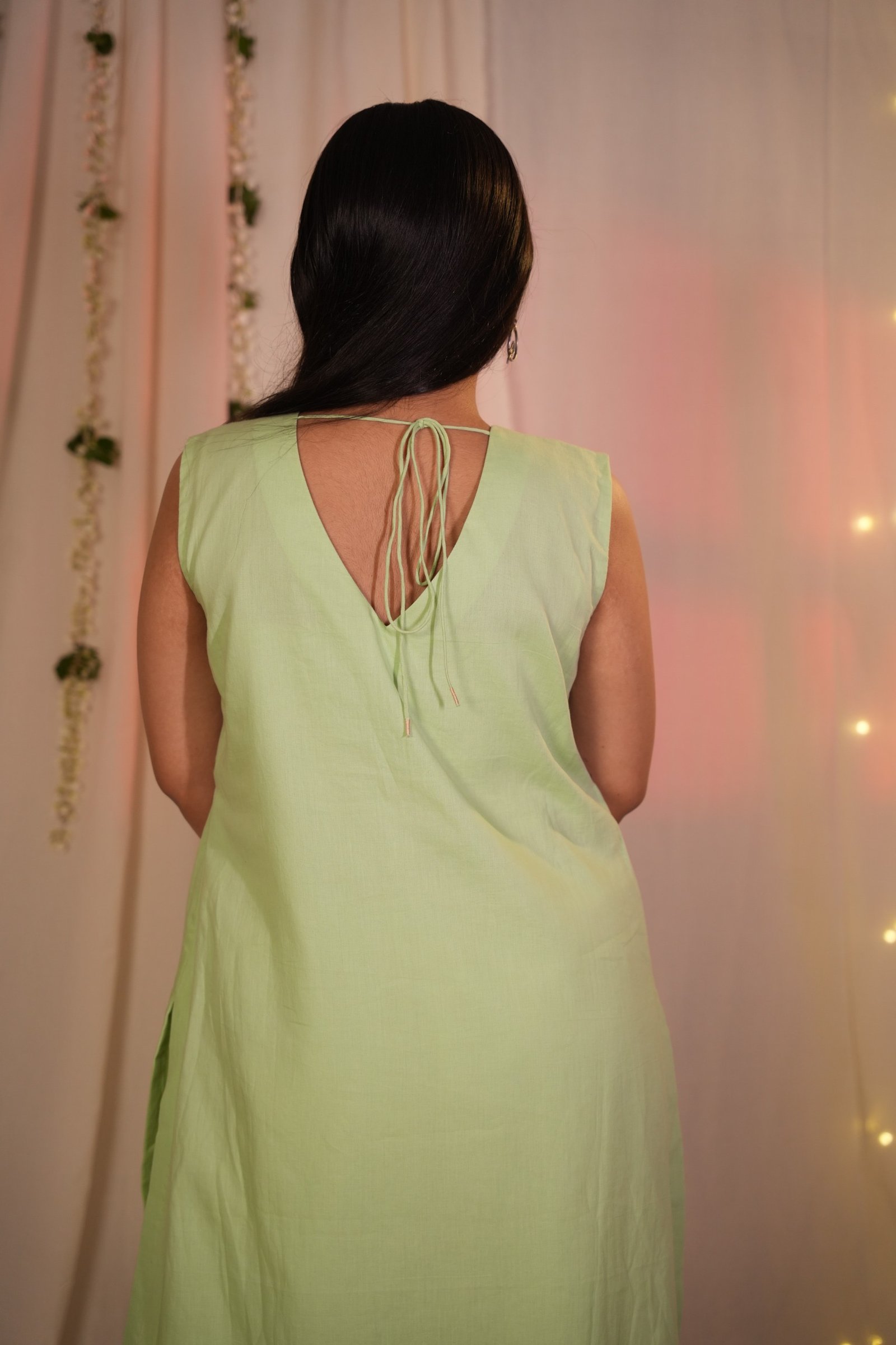Mogra Light Green Kurta - Pant Set - Image 4