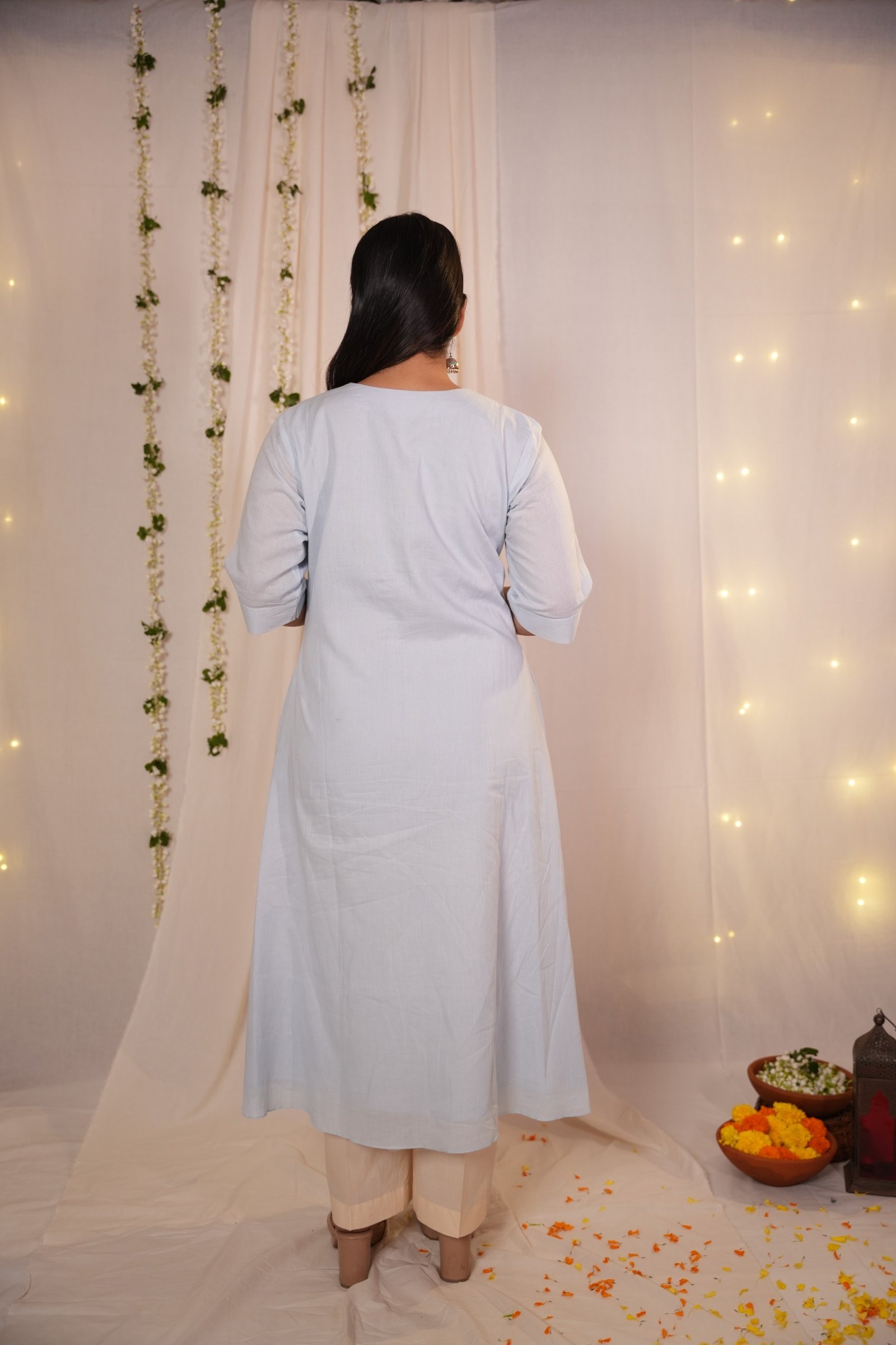 Aakash Blue Kurta-Pant Set - Image 3